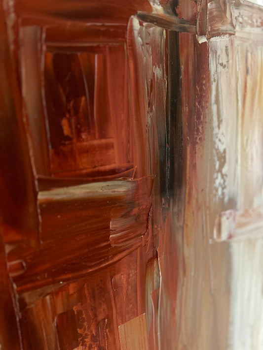 Roter Staub, eine Straße und ein Rasen von Martin Burri | Ölgemälde